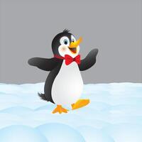 A penguin smileing and dancing . vector