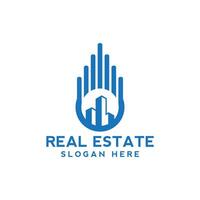 real estate logo template, blue color, Real estate design element vector