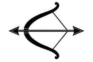 Simple black line drawing of a bow and arrow. vector