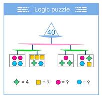Logic puzzle for children. IQ training test. Printable worksheet. vector