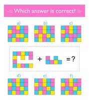 Educational game for kids. IQ training test. For websites and for printing. Answer is E. vector