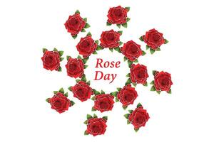 Red roses and hearts composition on white background. Romantic background vector