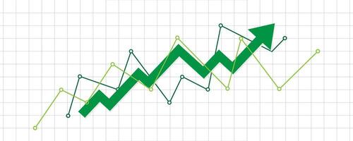 green up bull market trend rising step by step arrow with support lines in transparent chart lines template for business, forex banner background vector