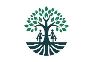 a tree with two people holding hands vector