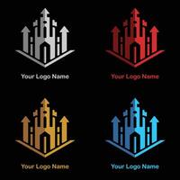 Futuristic Castle Logo Design with Elegant Color Variations vector