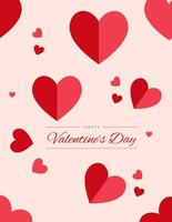 Valentine's day card with red heart. beautiful background illustration. vector