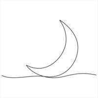 Single line continuous drawing of crescent moon for Ramadan element simple crescent moon line art style illustration vector