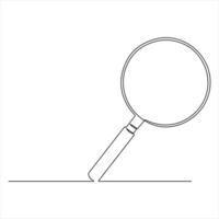 Continuous one line art magnifying glass search symbol sketch illustration vector