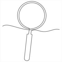 Magnifying glass single line continuous one line art design illustration vector