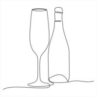Single line continuous drawing of cheers wine glasses minimalist linear concept of celebrate illustration vector