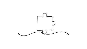 jigsaw puzzle continuous one line drawing art single line vector