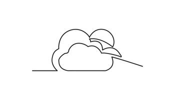 sun and clouds continuous one line drawing nature climate vector