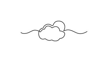 sun and clouds continuous one line drawing cloud nature vector