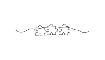 gipsaw puzzle continuous one line drawing line icon vector
