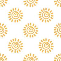Seamless pattern with hand drawn suns. Simple background, print vector