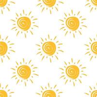 Seamless pattern with hand drawn suns. Sun seamless pattern. Simple background, print vector
