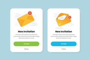 Invitation popup ui design for app and website with simple envelope illustration vector
