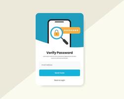 Account security or verify password popup screen interface design with minimalist security illustration for mobile and website vector