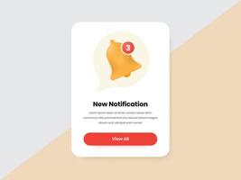 Notification popup design for web and mobile app with simple bell icon illustration vector