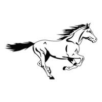 Running mustang horse black silhouette. Galloping forward. Beautiful running horse silhouette isolated on white background. Running horse icon illustration design. vector