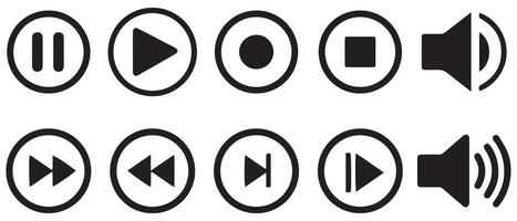 Black button set. Play button icon concept. Illustration EPS 10 vector