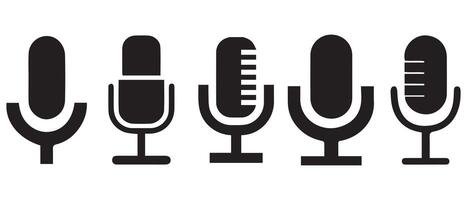 Voice record microphone set. Microphone collection set. vector