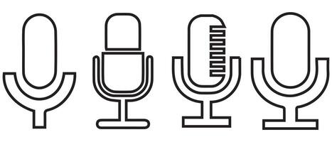 Outline microphone set. Multimedia and Audio Icons Set vector