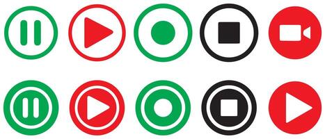 Button symbol inside circle vector