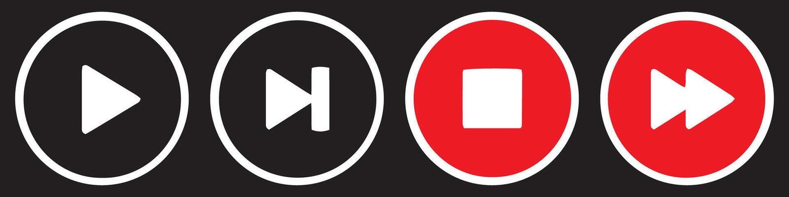 Play icon set. Symbol of digital media signal and interactivity. Illustration EPS 10