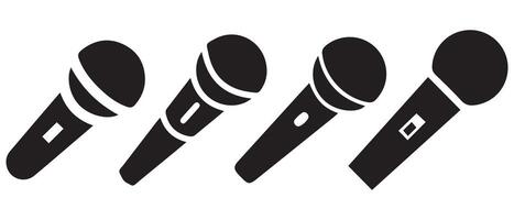 Microphone icon set. Music record symbol vector