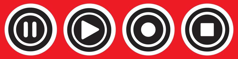 Music start sign. Play and pause buttons sign. Play and pause buttons symbol. Media player icon set. Music player icon set. EPS 10 vector