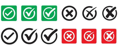 Transparent green check mark. Red check mark. vector