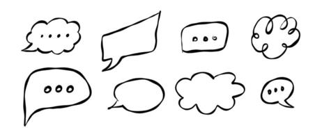 Various hand-drawn speech bubbles featuring different shapes and sizes for creative expression or communication projects vector