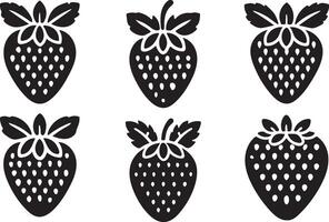 A set of strawberry illustrations displayed on a white background in EPS 10 format vector
