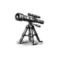 Hand drawn of an astronomical telescope design. vector