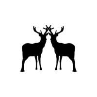 Silhouette of the Pair Deer. Flat style, can use for Logo Gram, Emblem, Animal Illustration, Pictogram, or for Graphic Design Element. BW vector