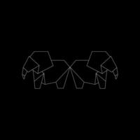 Pair Elephant Polygonal Lines, can use for Logo, Pictogram, Animal Figure, Website, Apps, or Graphic Design Element. BW vector