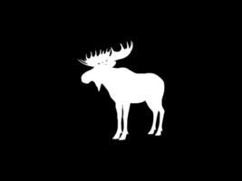 Silhouette of the Moose or Elk, largest and heaviest extant species of deer. Flat style, can use for Logo Gram, Emblem, Animal Illustration, Pictogram, or for Graphic Design Element. White vector