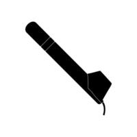 'Canting' Silhouette, Canting is a pen-like tool used to apply liquid hot wax in the batik-making process in Indonesia, more precisely 'batik tulis' or hand-drawn batik. Batik is from Indonesia. BW vector