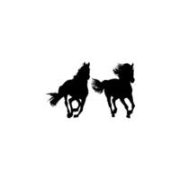 Pair Horse Silhouette, flat style, can use for Logo Gram, Art Illustration, Emblem, Pictogram, Apps, Website or Graphic Design Element. BW vector