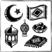 Islamic Elements Illustration Set for Ramadan and Eid Design vector