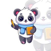 Panda ready to go to school vector