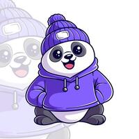 Panda wearing a purple jacket vector