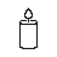 Pixelated Candle Icon. Light and Warmth Symbol with Flame in Pixel Art Style. Light, Flame, and Peaceful Glow. Isolated Illustration vector