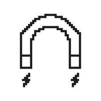 Pixelated Magnet Icon. Symbol of Attraction and Magnetic Force in Pixel Art Style. Magnetism and Force Fields. Isolated Illustration vector