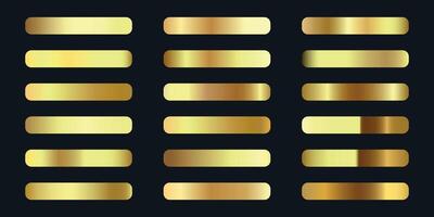 Premium golden metal collection. Shiny texture with foil effect. Gold palette set for vip cards, invitations, design, frames, ribbons. illustration on black background. vector