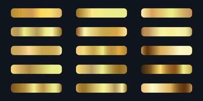Premium golden metal collection. Gold palette set for vip cards, invitations, design, frames, ribbons. Shiny texture with foil effect. illustration on black background. vector