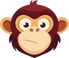 A cartoon monkey head with a thinking sad expression vector