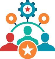 People and Gear Icon Representing Joint Ventures, Teamwork vector
