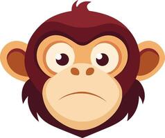 A cartoon monkey head with a sad expression vector